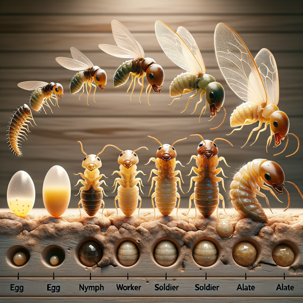Close-up of termite life stages