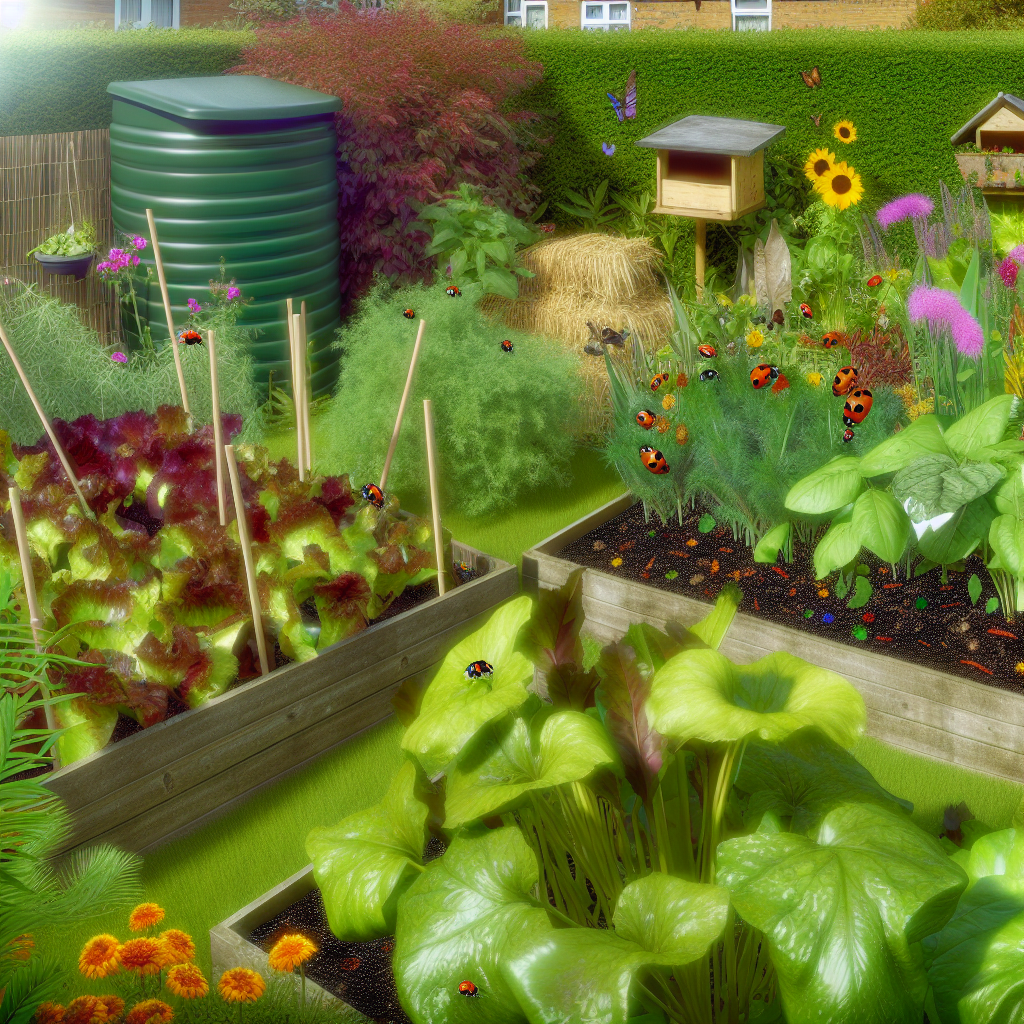 Sustainable garden with healthy plants and biodiversity